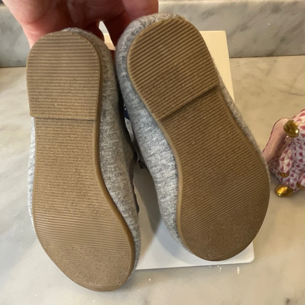 NWT Old Navy Toddler Gray Jersey Ballet Flats Grey Grosgrain Ribbon Bows Size 6